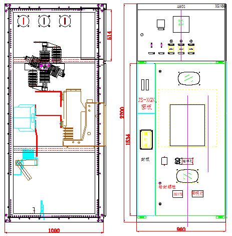 XGN66開關柜本體及并柜結構圖